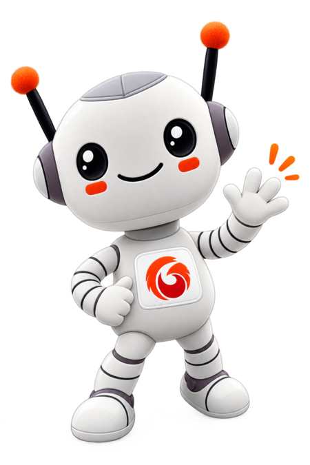 Pivot, the PhoenixTeam mascot, waving